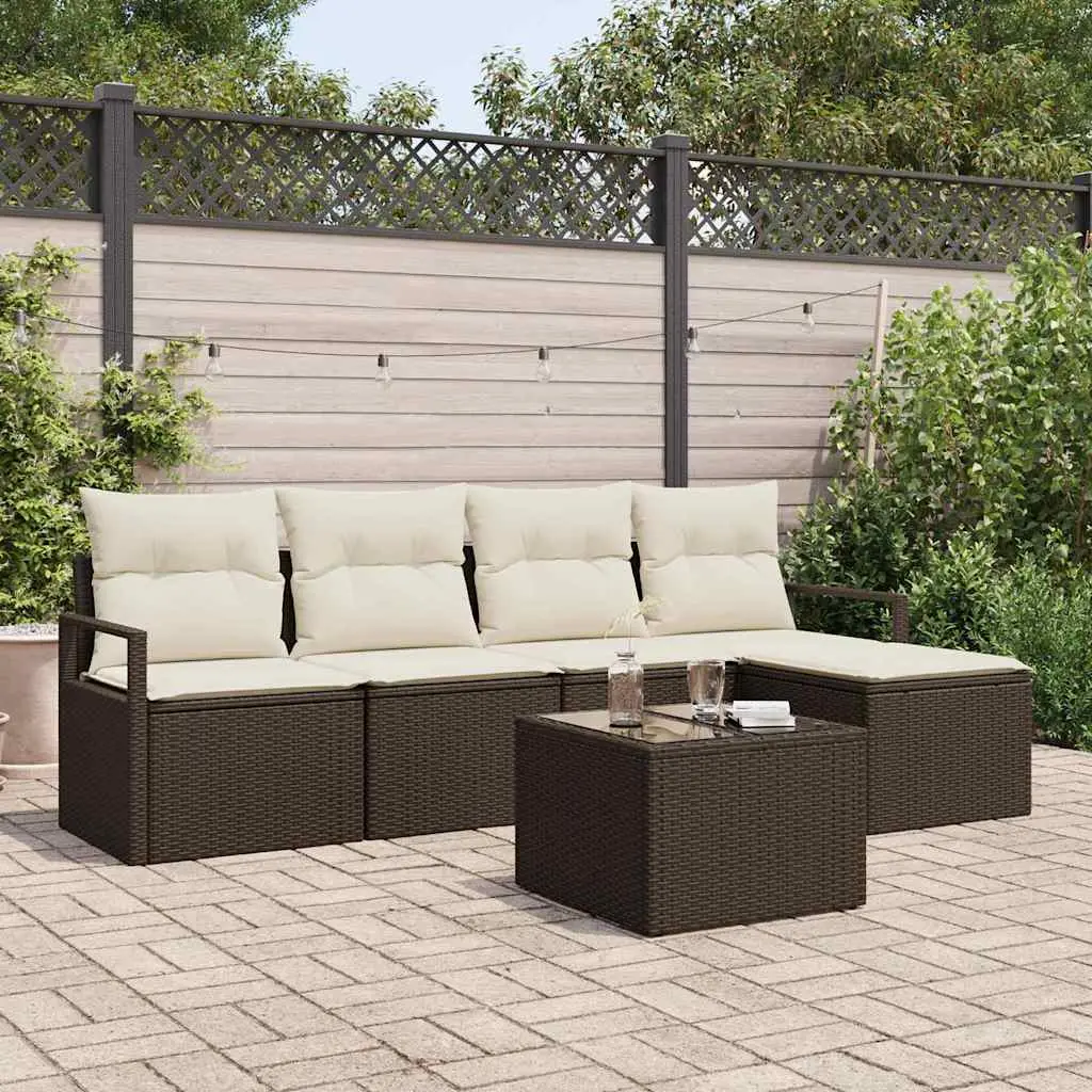 Ensemble de Canapés avec coussin 6 pcs Marron polyrotin vidaXL 3346348