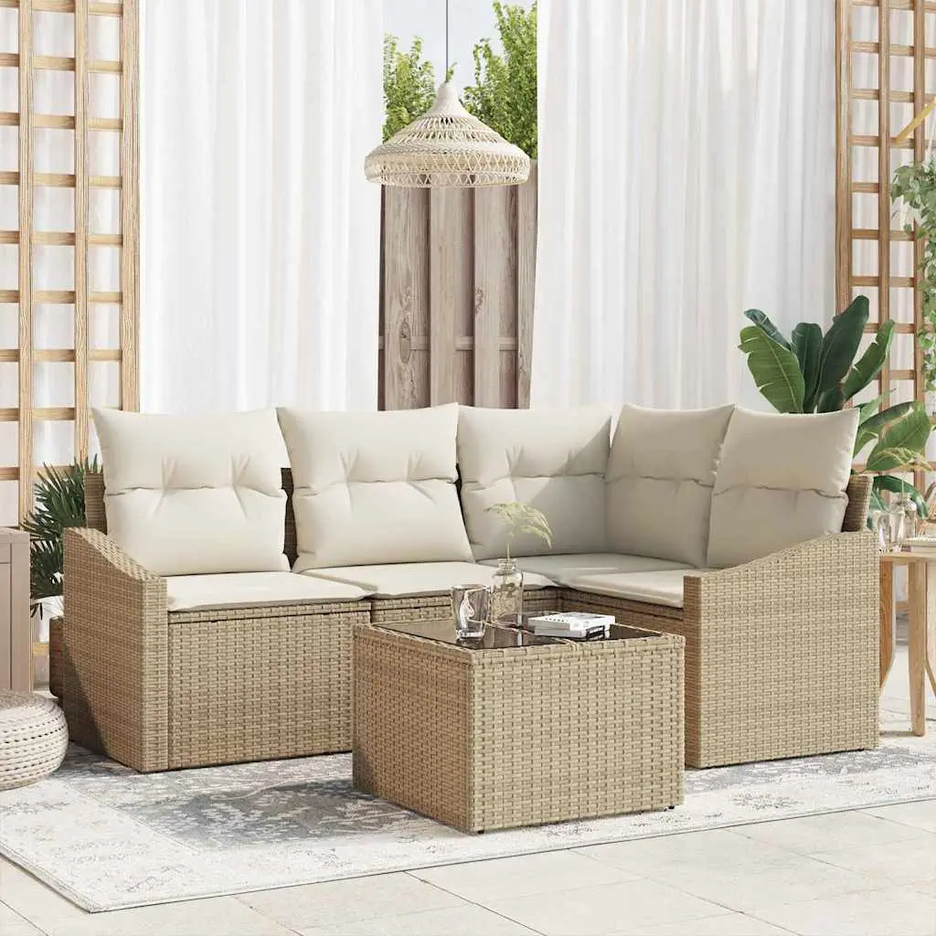 Ensemble de Canapés avec coussin 5 pcs Beige polyrotin vidaXL 3346711