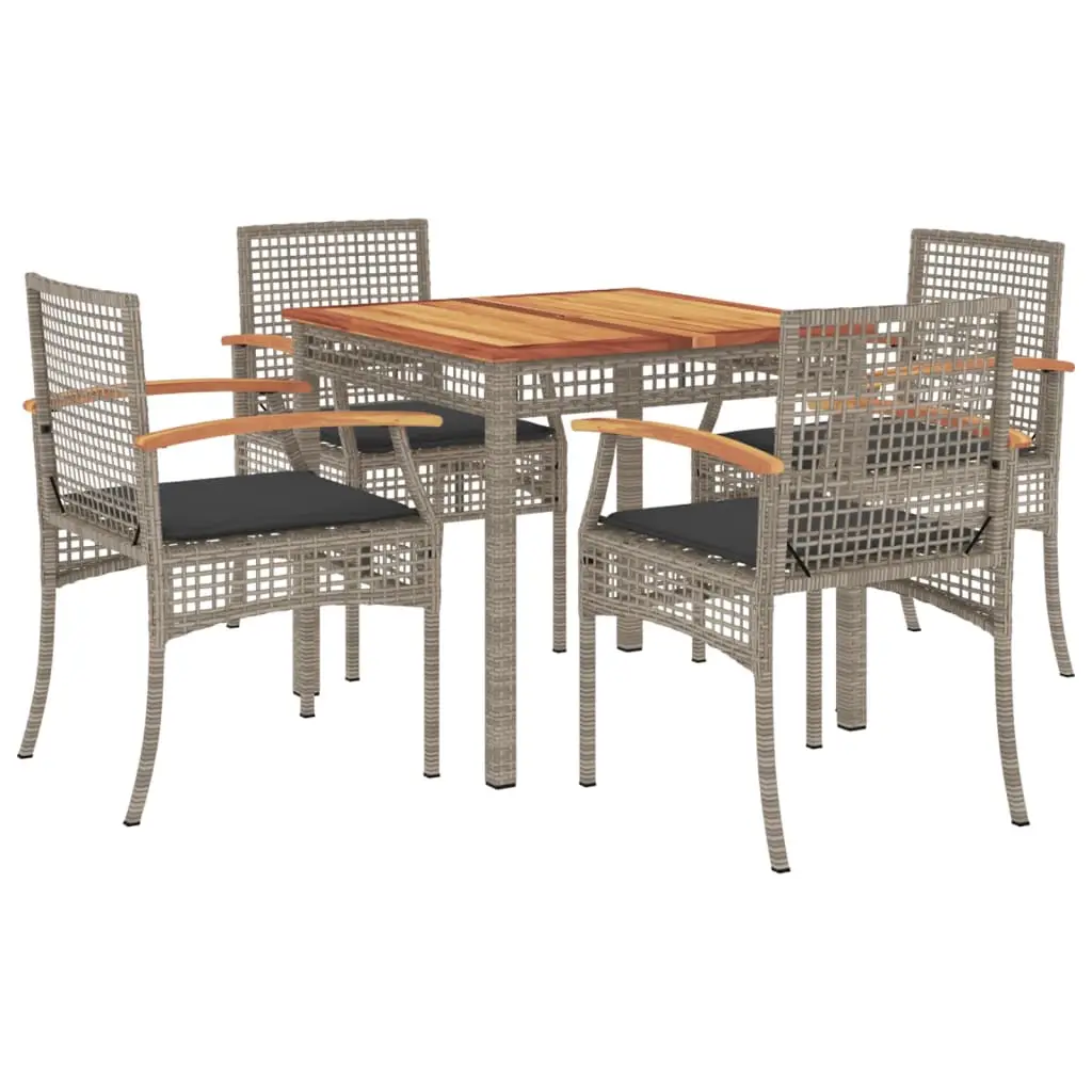 Ensemble de 5 pcs table de jardin avec chaises – mobilier de jardin coussins gris résine tressée-JU2465