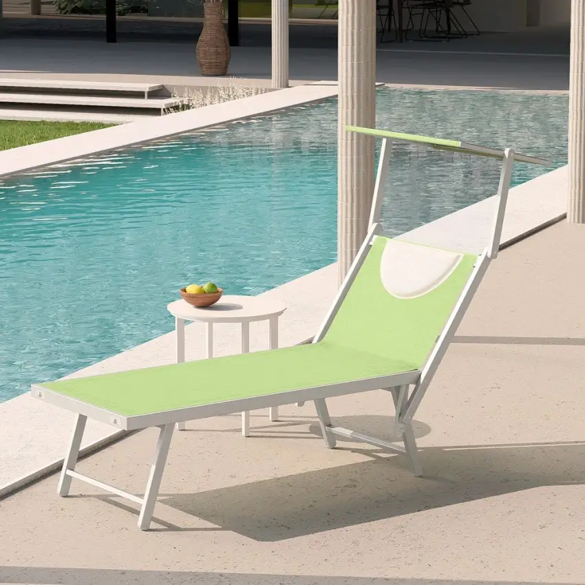 Ensemble de 2 chaises longues avec parasol Hawaii