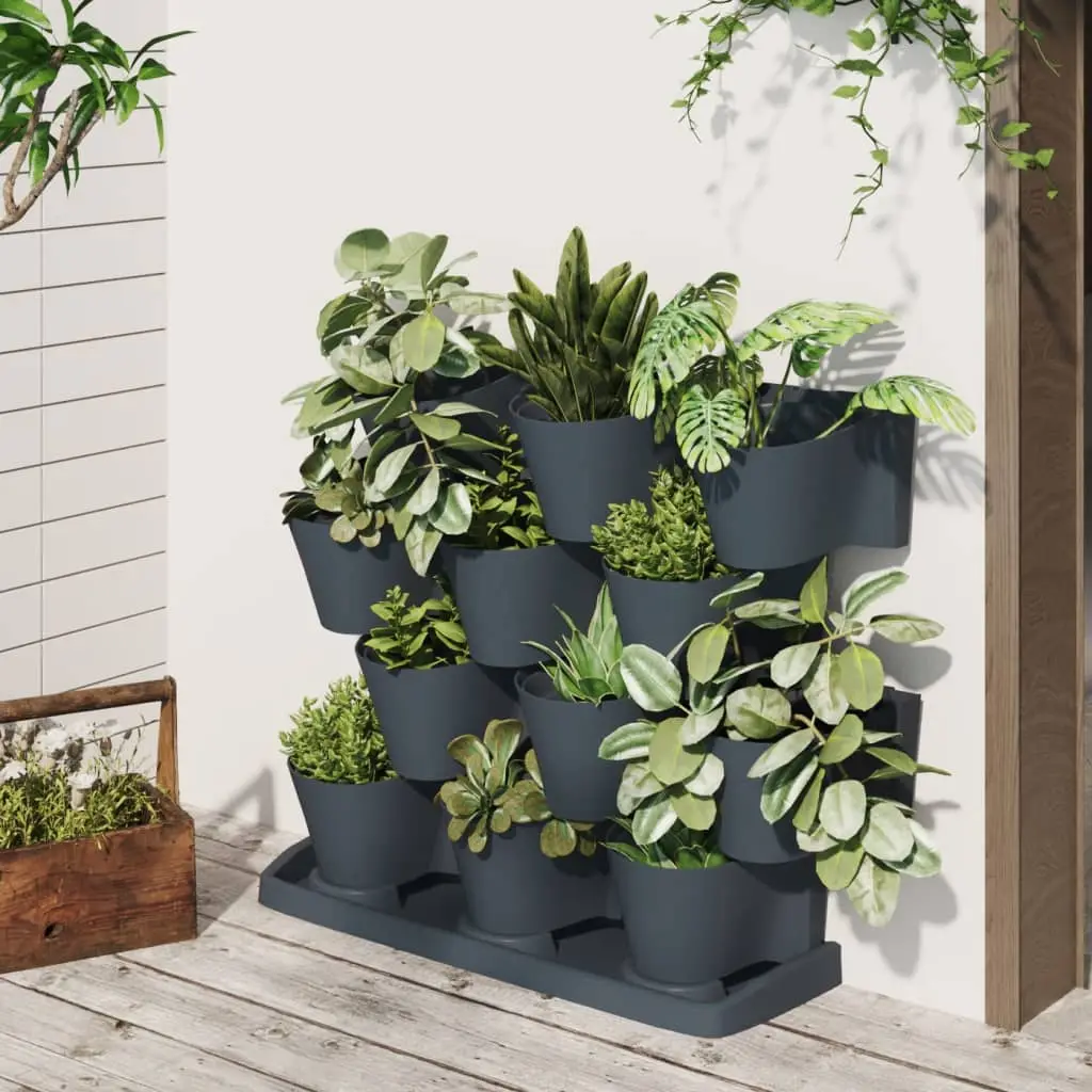 Ensemble de jardinières verticales 12 pcs Anthracite PP 68.5 x 19 x 54.5 cm – PANGIVO