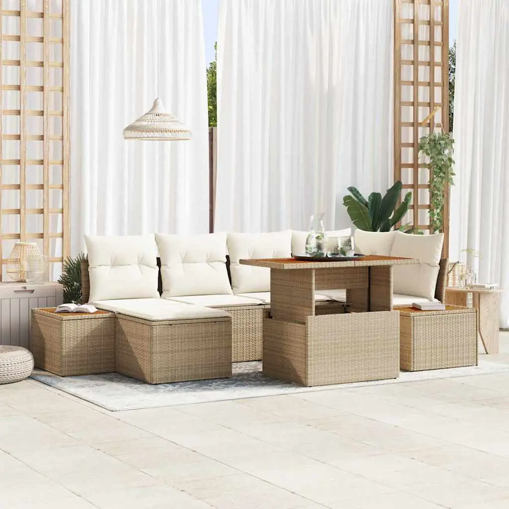 Ensemble de salle à manger pour jardin 7 pcs Beige et crème vidaXL 3350088 beige et crème