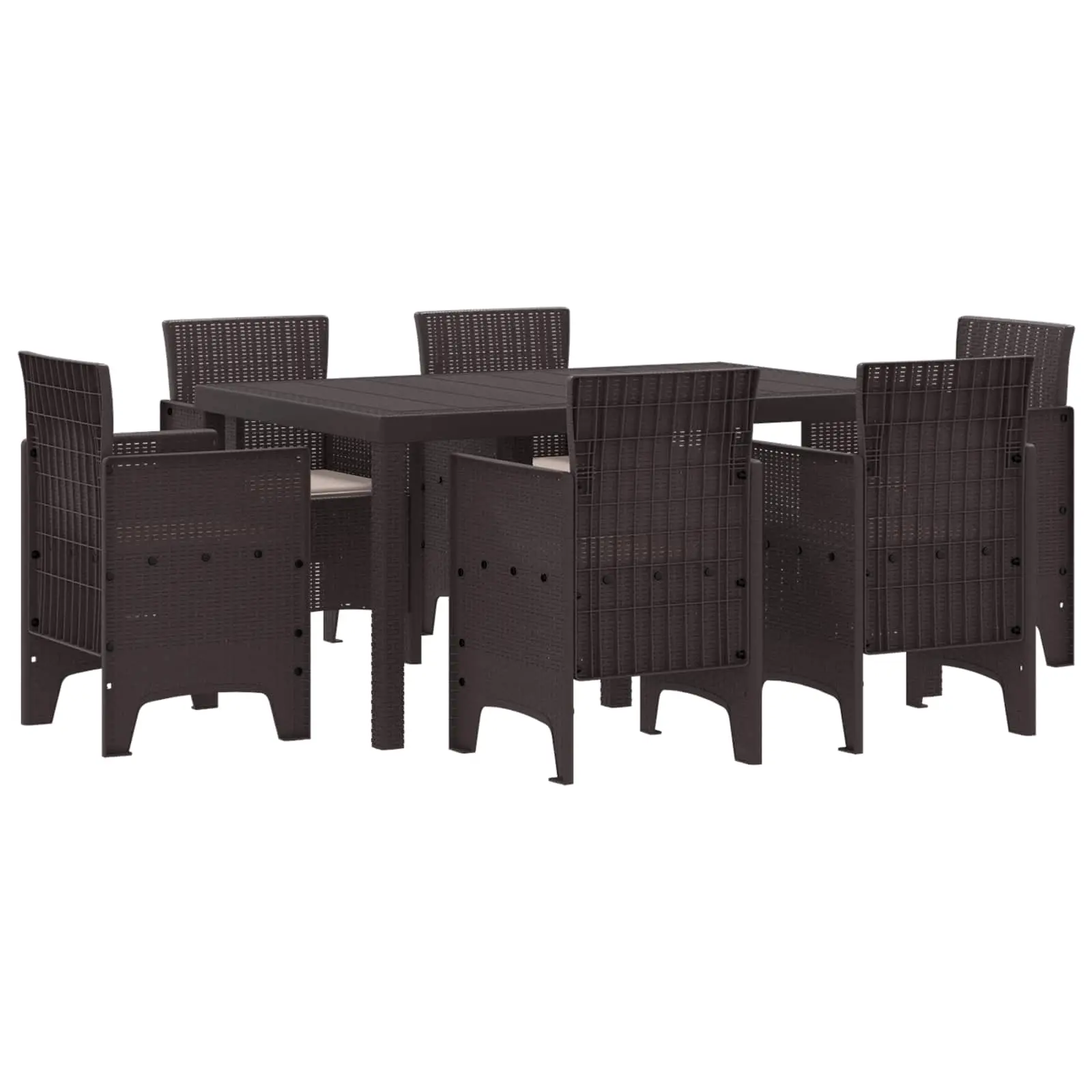 Ensemble de salle à manger pour jardin 7 pcs Marron Rattan Polt vidaXL 3378558