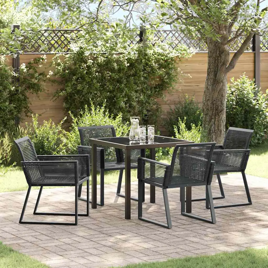 Ensemble de Repas pour Jardin 4 Places en Résine Tressée et Acier Noir – ComfortXL Outdoor Living