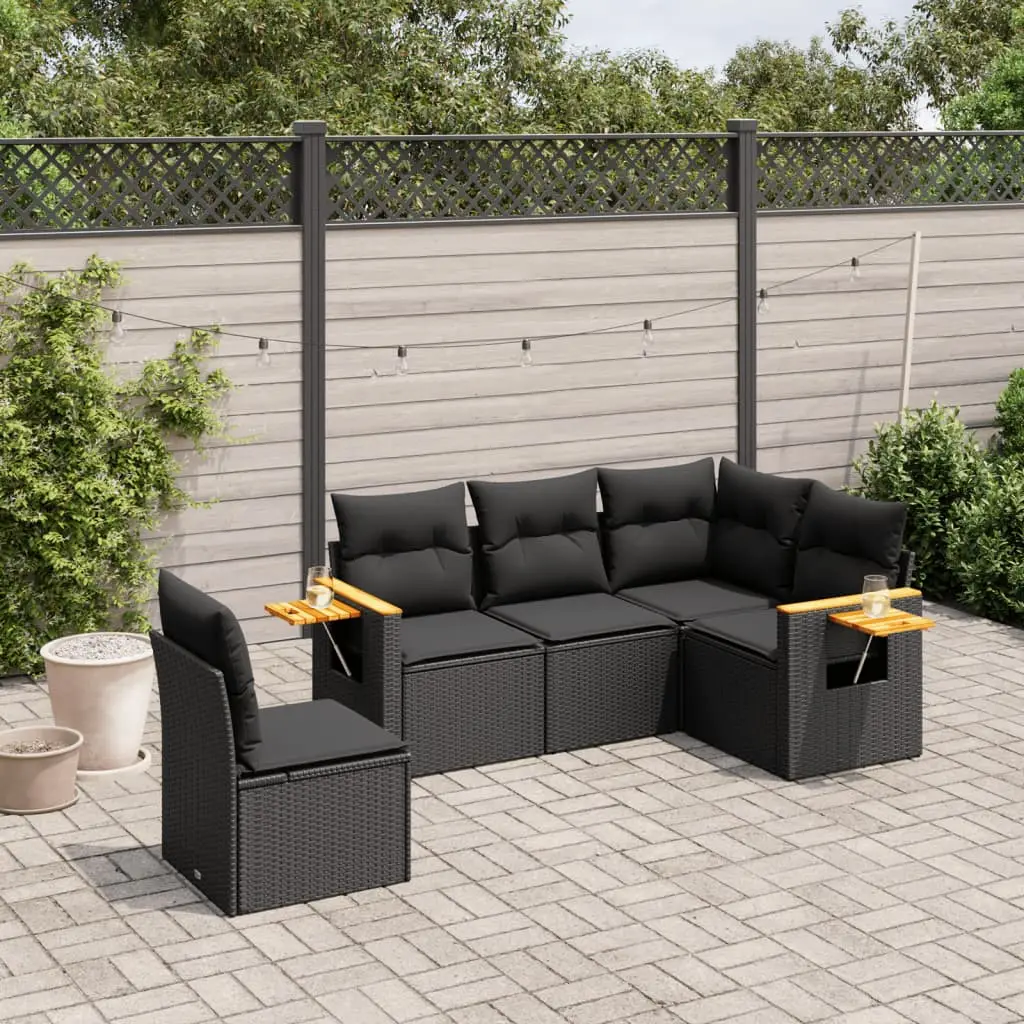 Ensemble de Jardin Modulable 5 Places en Poly Rotin avec Espace de Rangement Noir – ComfortXL Outdoor Living