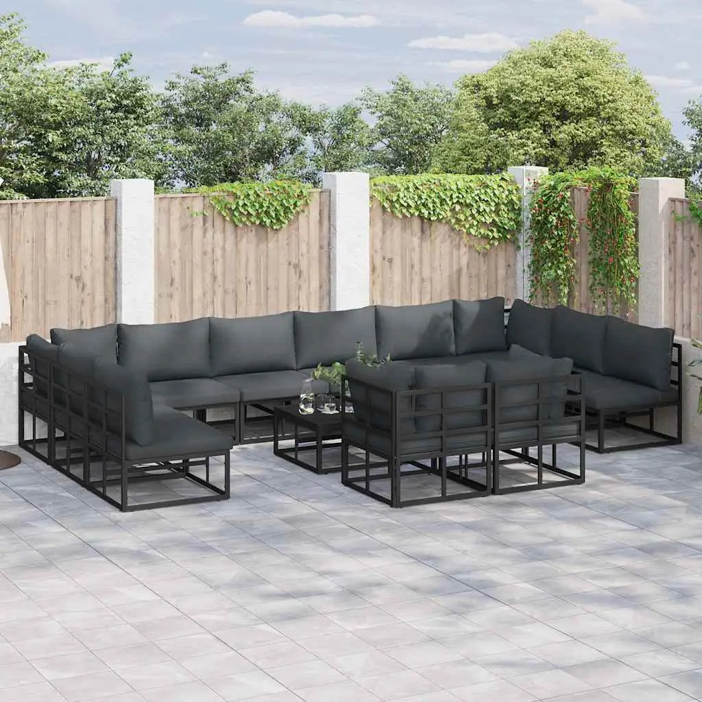 Ensemble Canapé Extérieur Aluminium 13 Pièces 12 Places avec Table Basse Inclus Noir – ComfortXL Outdoor Living