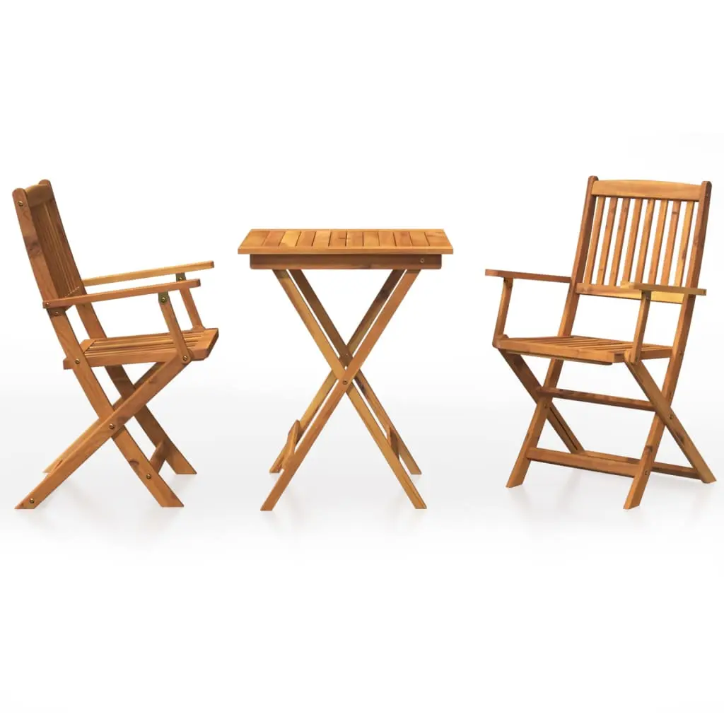 Ensemble de 3 pcs table de jardin et chaises pliable – mobilier de jardin Bois d’acacia solide-JU2786