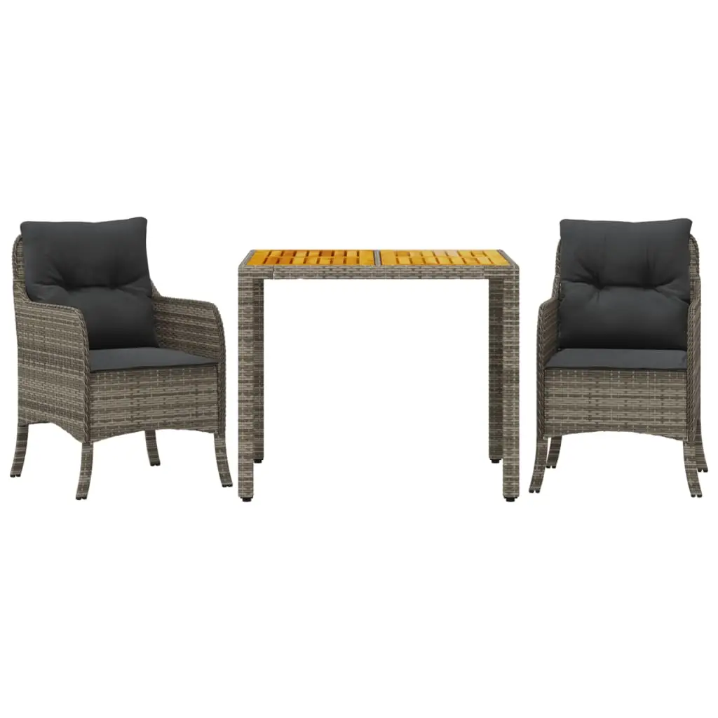 Ensemble de 3 pcs table de jardin avec chaises – mobilier de jardin avec coussins Gris-JU3032