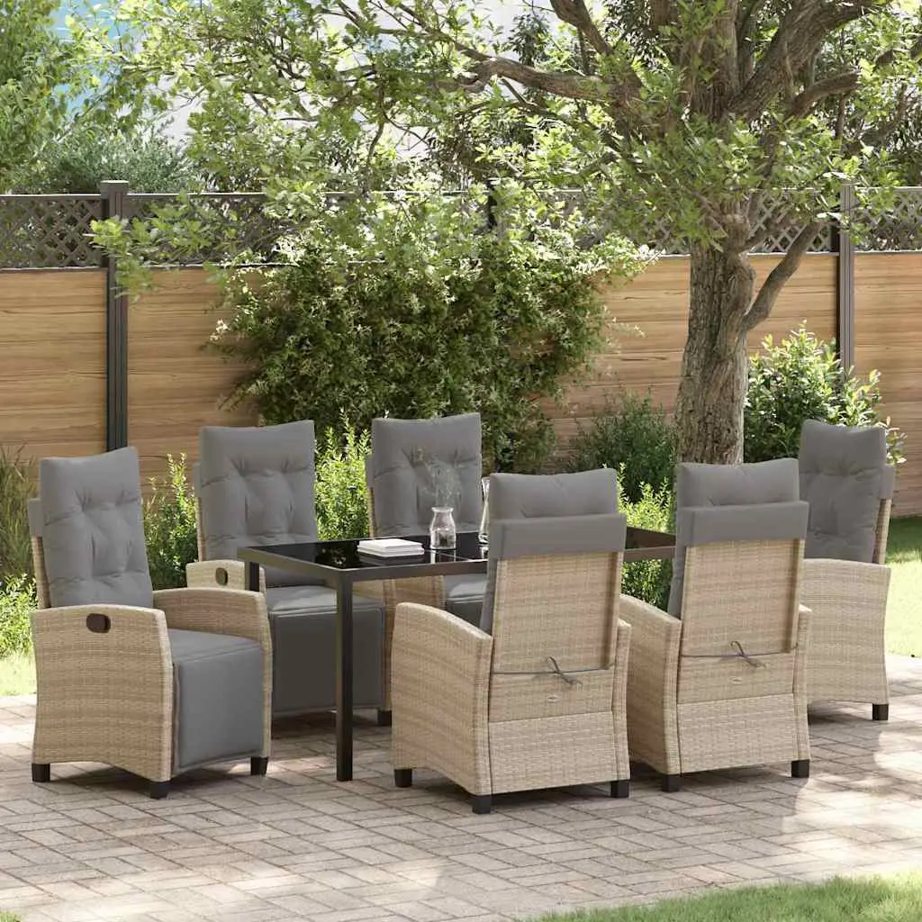 Ensemble de salle à manger pour jardin 7 pcs Beige polyrotin vidaXL 3380453 Beiges mixtes