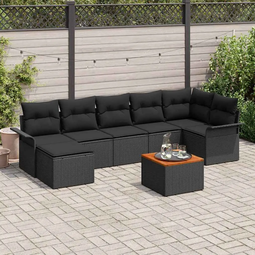 Ensemble de canapé de jardin avec stockage 8 pcs Noir polyrotin vidaXL 3356028