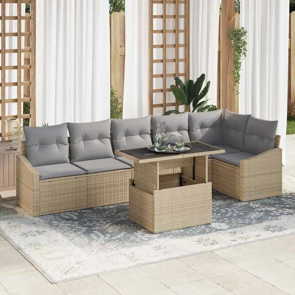 Ensemble de canapé de jardin Réglable 7 pcs Beige et Gris clair vidaXL 3357753