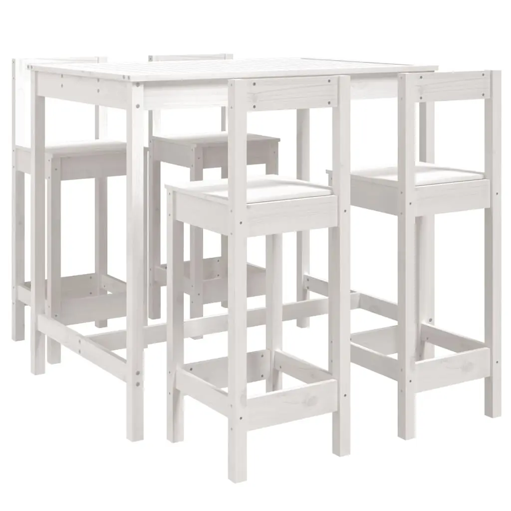 Ensemble de 5 pcs bar de jardin – Mobilier d’extérieur – Mobilier de jardin blanc bois massif de pin ny566