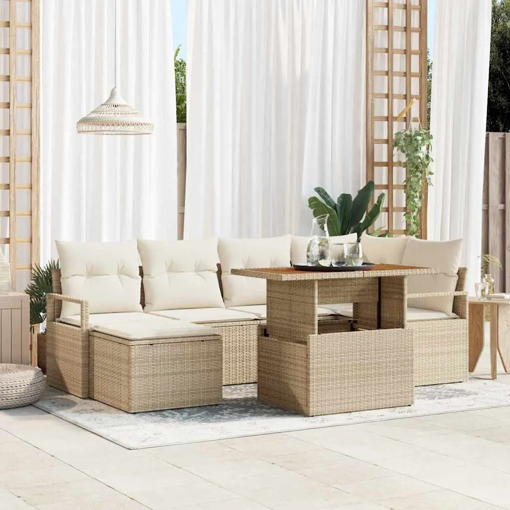 Ensemble de salle à manger pour jardin 7 pcs Beige et crème vidaXL 3349735 beige et crème