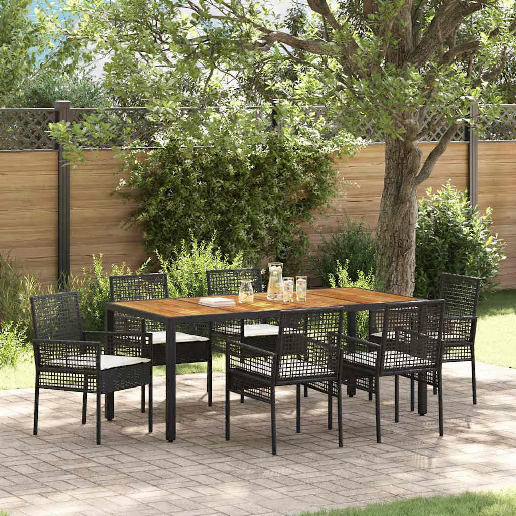 Ensemble de salle à manger pour jardin 7 pcs Noir polyrotin vidaXL 3334905