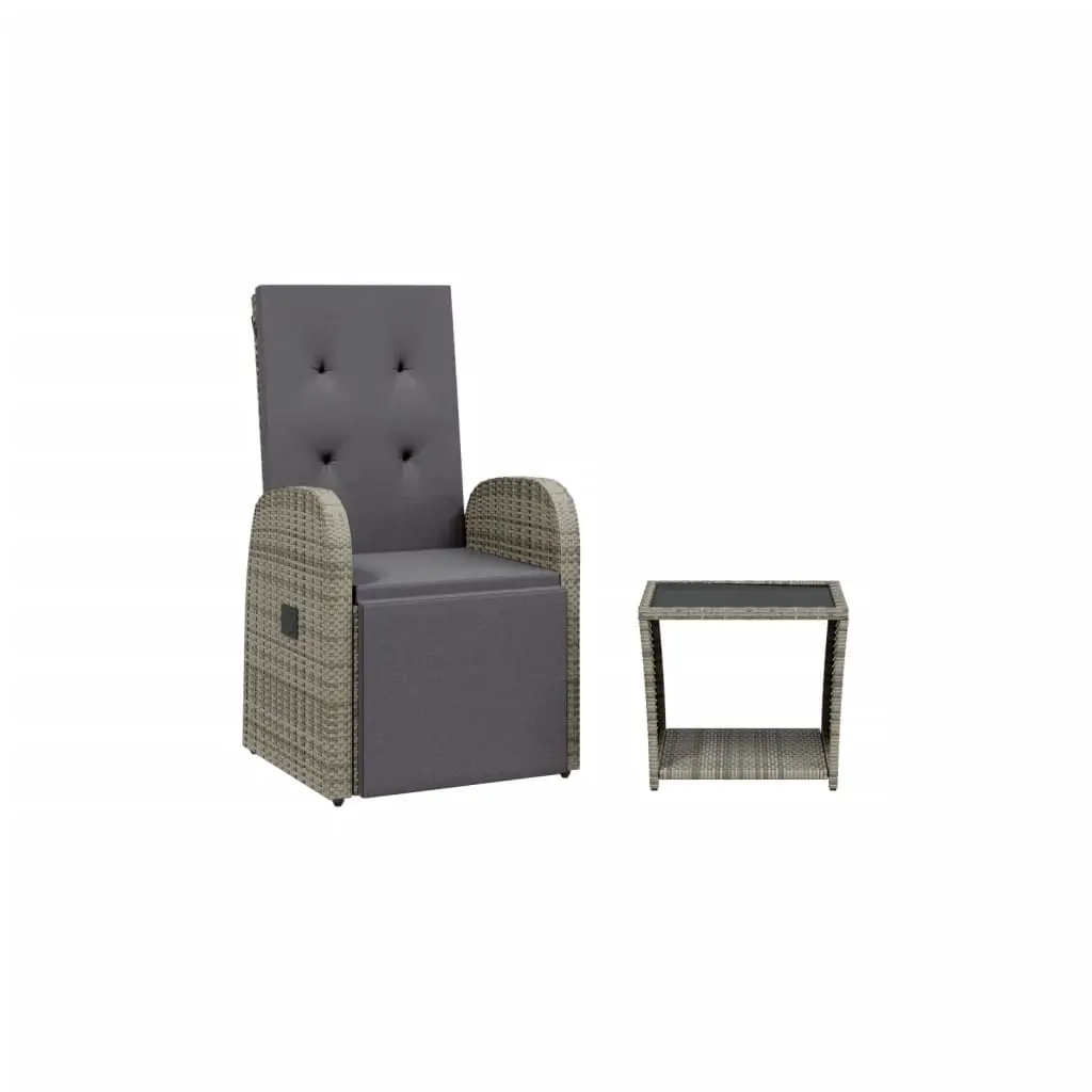 Ensemble de 2 pcs table de jardin et chaises avec coussins – mobilier de jardin gris rotin-JU2843