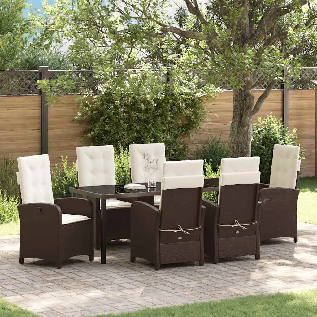 Ensemble de salle à manger pour jardin 7 pcs Marron polyrotin vidaXL 3380272