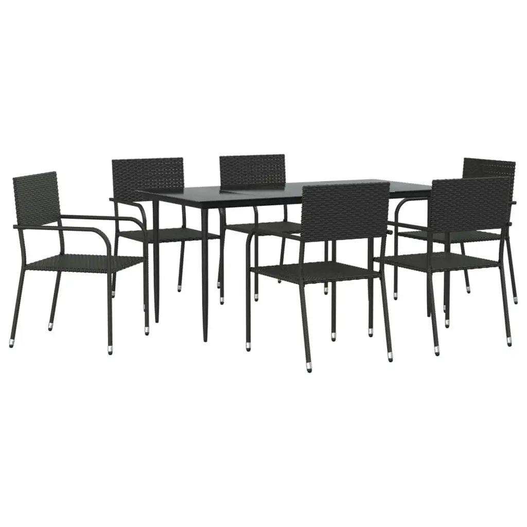 Ensemble de 7 pcs table de jardin avec chaises – mobilier de jardin Noir Résine tressée
