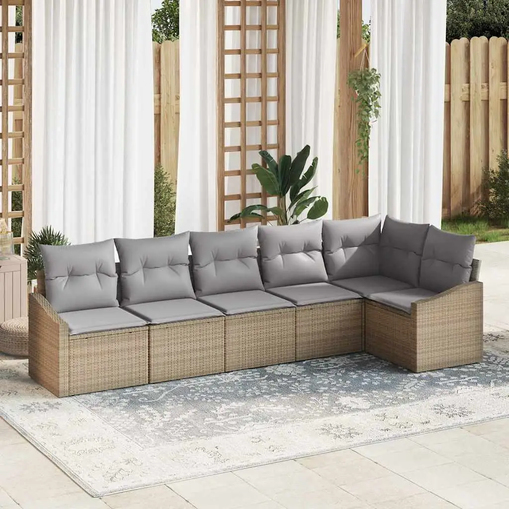 Ensemble de Canapés avec coussin 6 pcs Beige polyrotin vidaXL 3346740