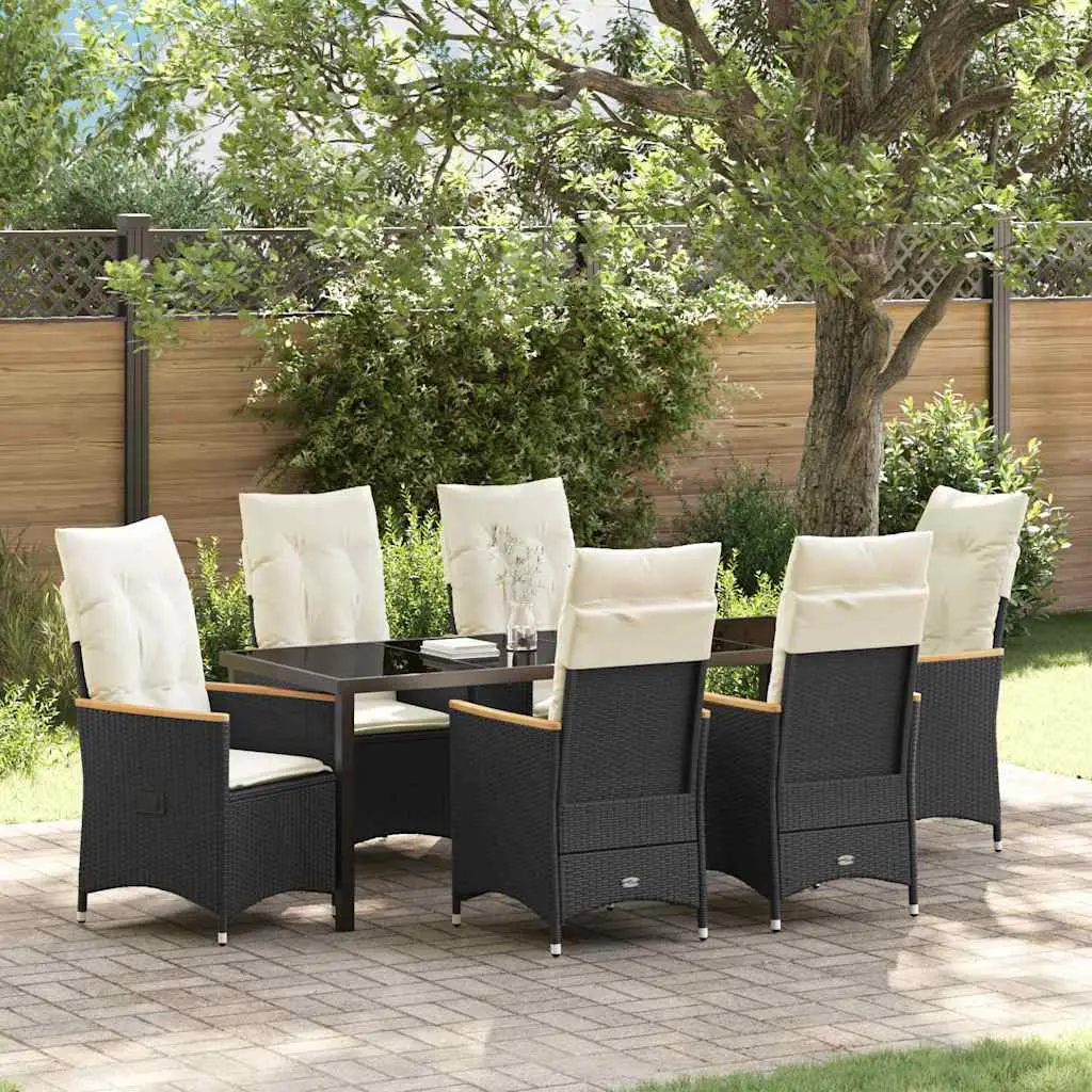 Ensemble de salle à manger pour jardin 7 pcs Noir polyrotin vidaXL 3379609