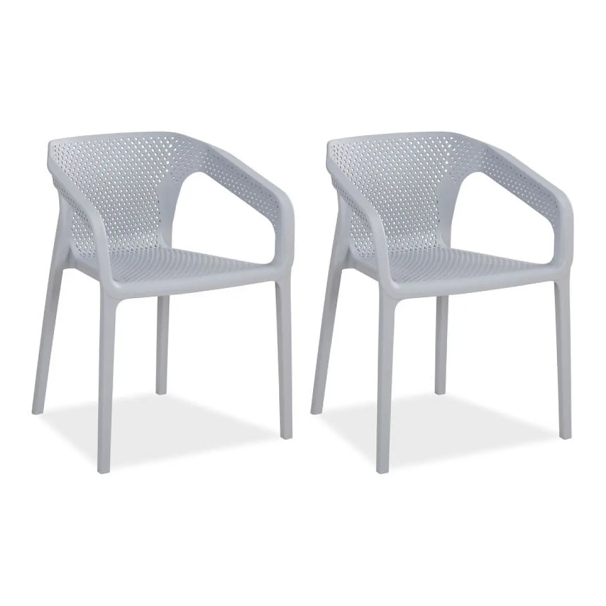 Ensemble de 2 chaises de jardin grises élégantes et confortables