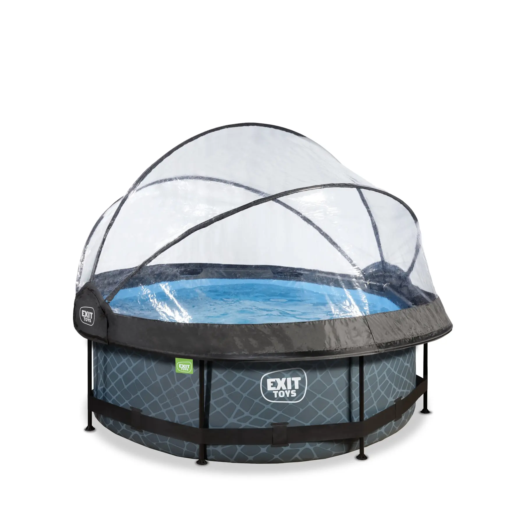 Exit Toys Piscina con bomba de filtración y cúpula para niños Stone 244 x 76 cm GRAY
