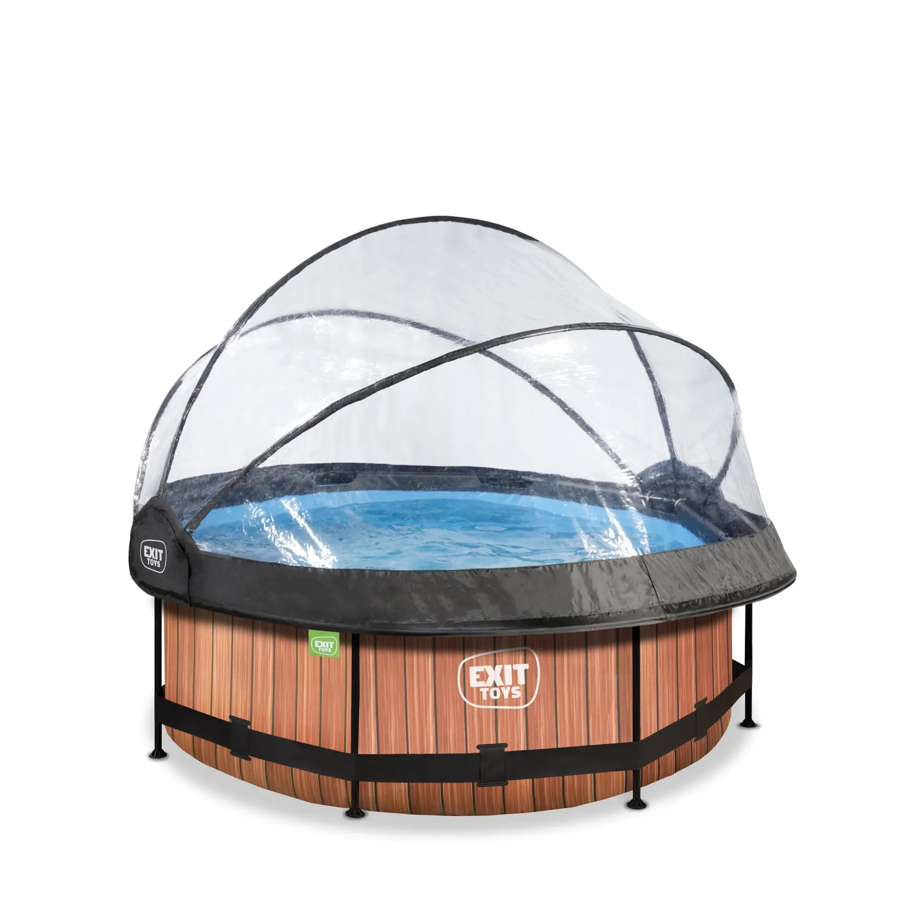 Exit Toys Piscina con bomba de filtro de arena y cúpula para niños Wood 244 x 76 cm BROWN