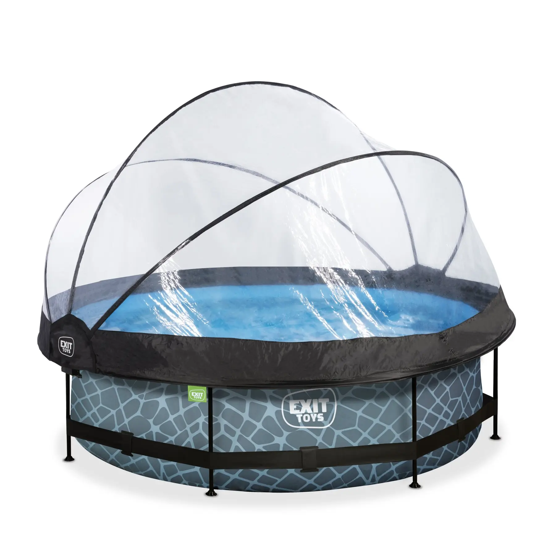 Exit Toys Piscina con bomba de filtración y cúpula para niños Stone 300 x 76 cm GRAY