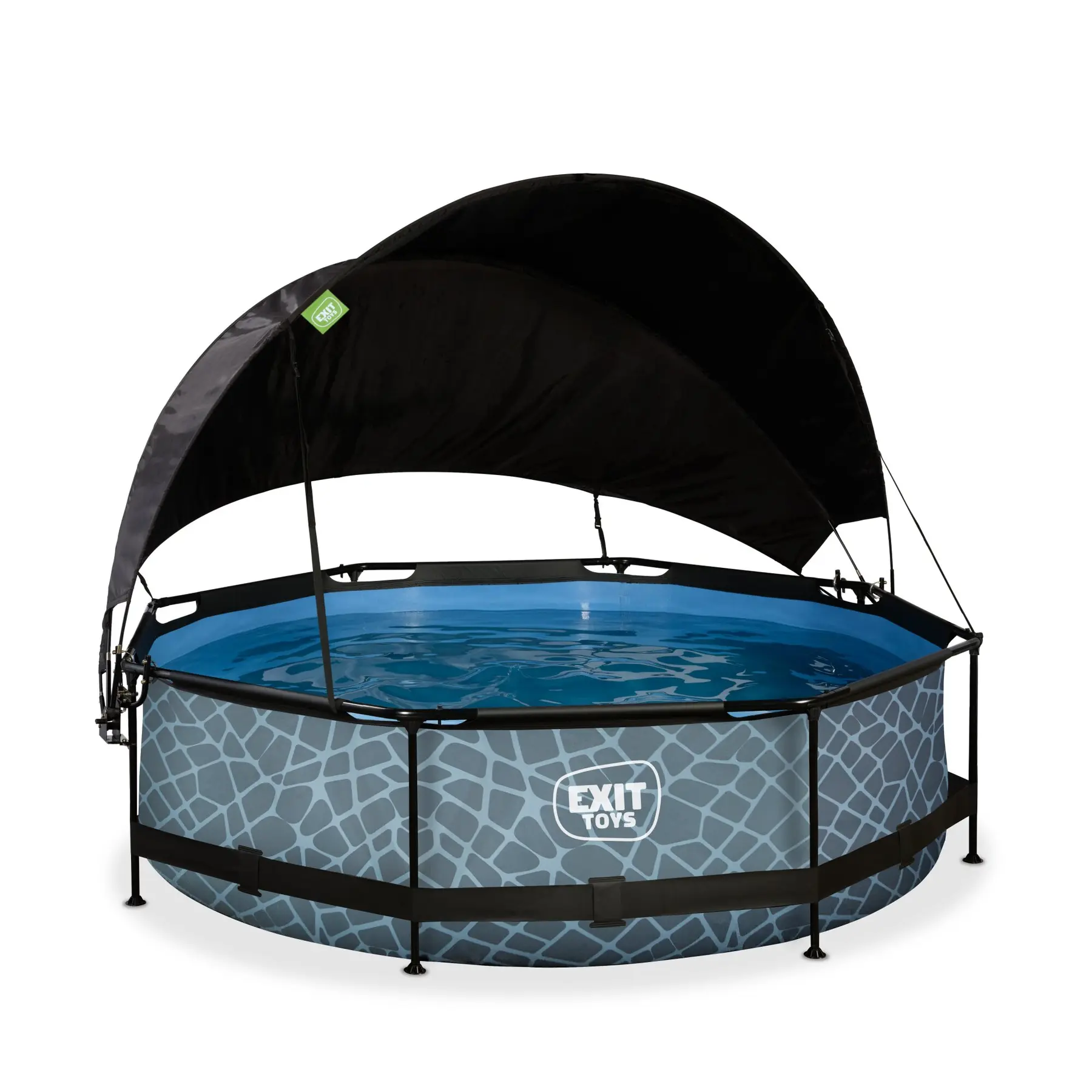 Exit Toys Piscina con bomba de filtración y vela de sombra para niños Stone 300 x 76 cm GRAY