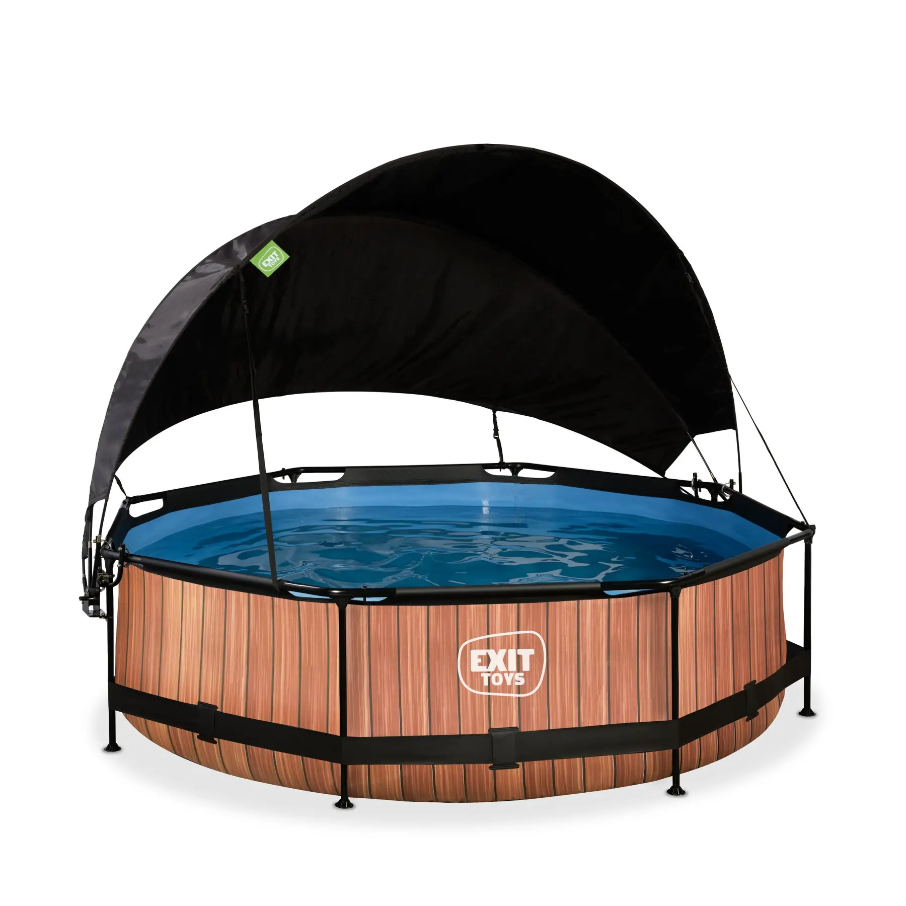 Exit Toys Piscina con bomba de filtración y vela de sombra para niños Wood 300 x 76 cm BROWN