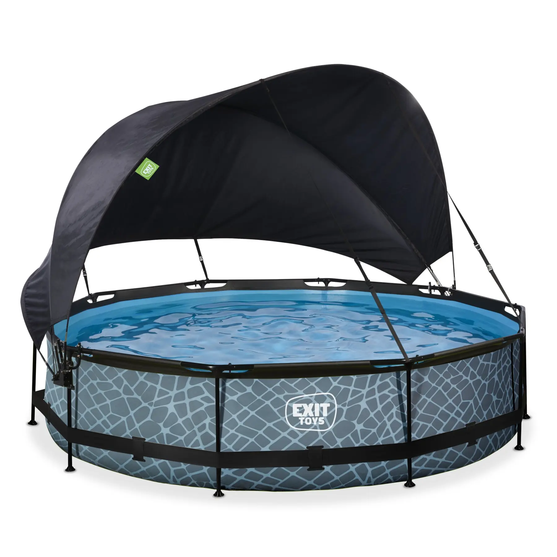 Exit Toys Piscina con bomba de filtración y vela de sombra para niños Stone 360 x 76 cm GRAY