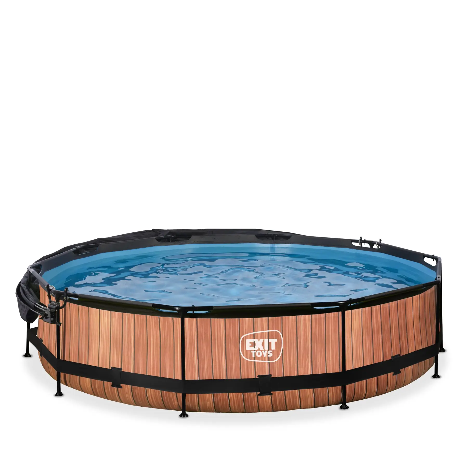 Exit Toys Piscina con bomba de filtración y vela de sombra para niños Wood 360 x 76 cm BROWN