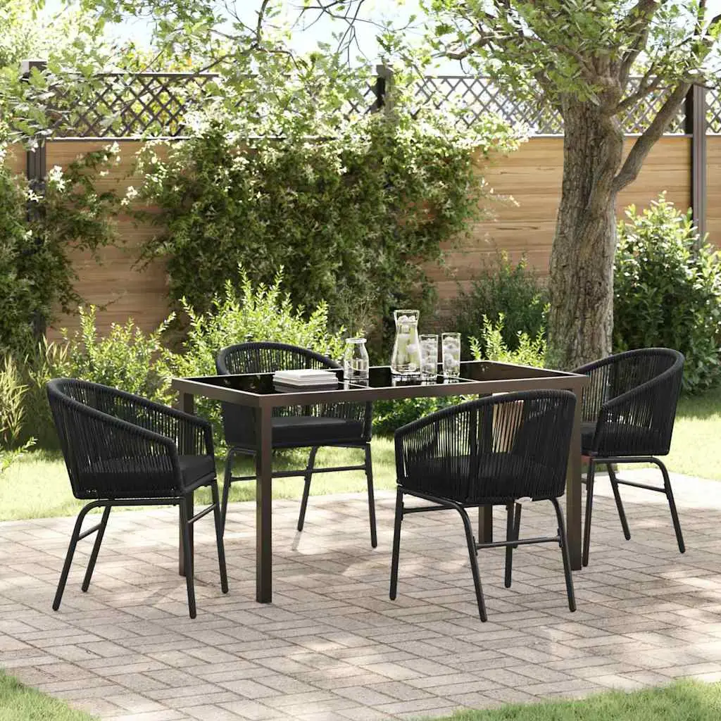Ensemble de salle à manger pour jardin 5 pcs Noir vidaXL 3379347