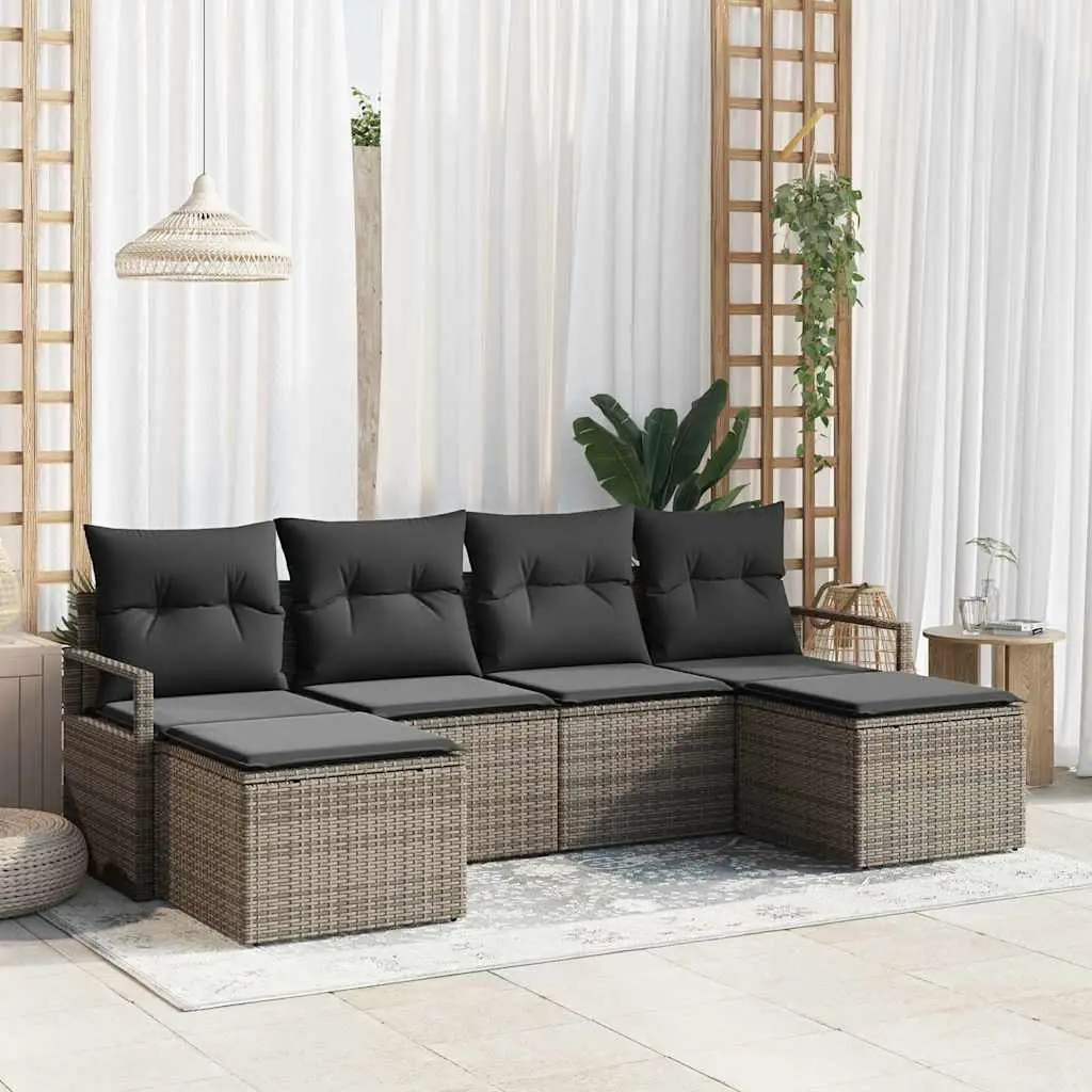 Ensemble de Canapés avec coussin 6 pcs Gris polyrotin vidaXL 3355158