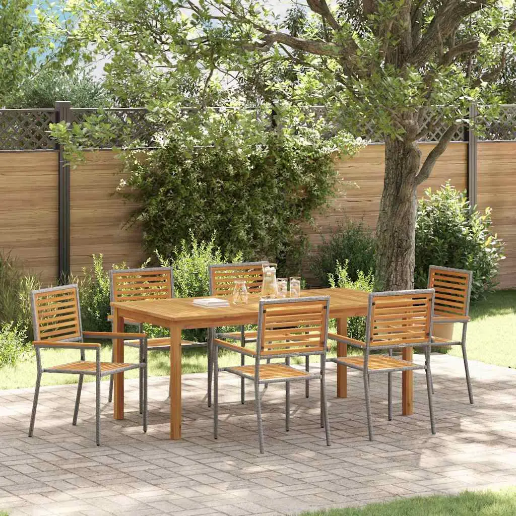 Ensemble de salle à manger pour jardin 7 pcs Gris vidaXL 3365542