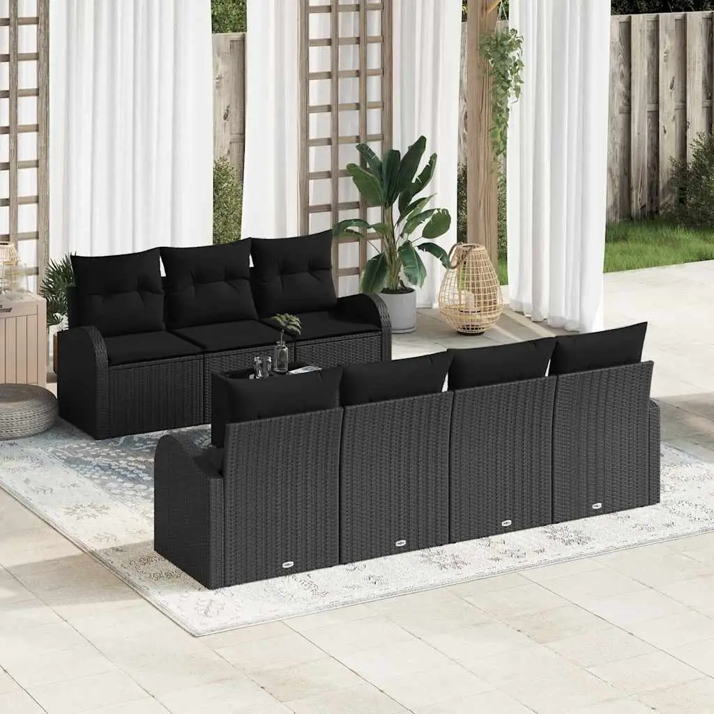 Ensemble de canapé de jardin Noir 55 x 55 x 37 cm polyrotin vidaXL 3345953