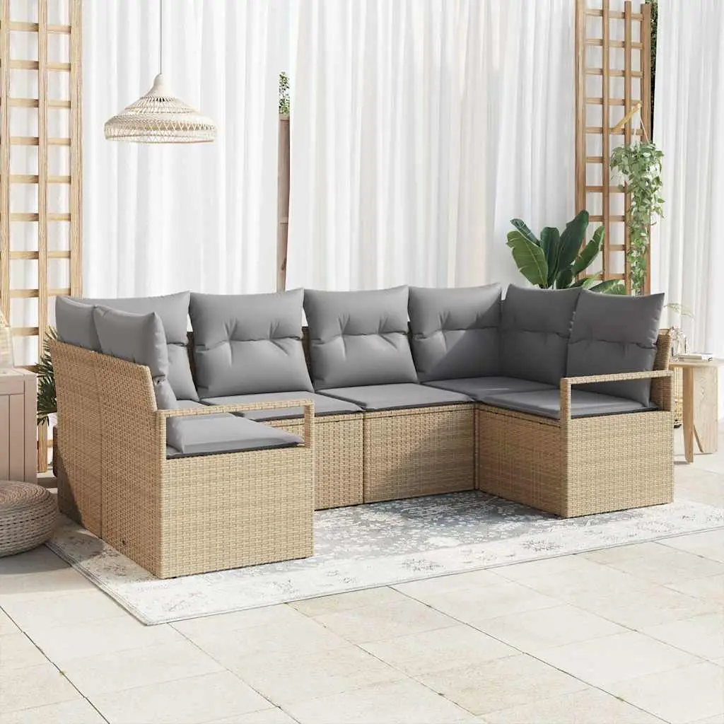 Ensemble de Canapés avec coussin 6 pcs Beige polyrotin vidaXL 3346520