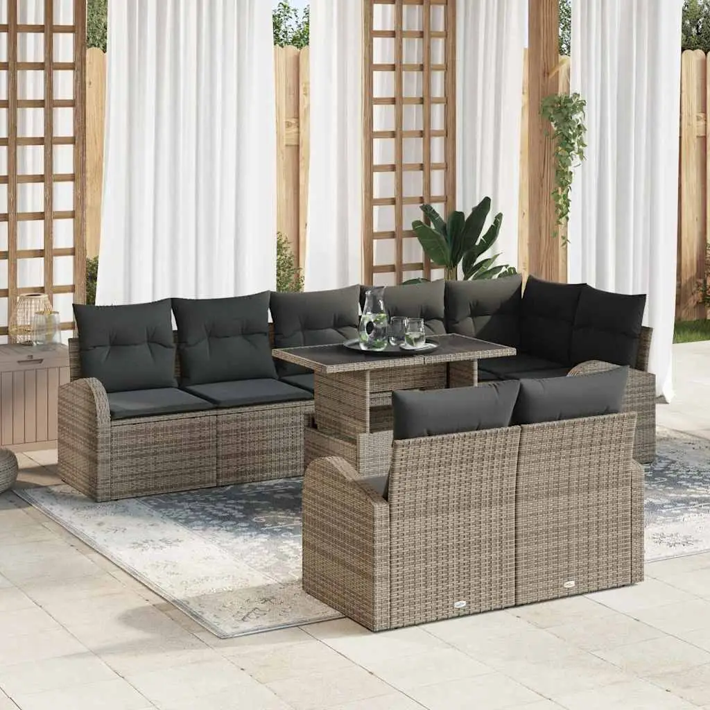 Ensemble de canapé de jardin avec stockage 9 pcs Gris polyrotin vidaXL 3348665