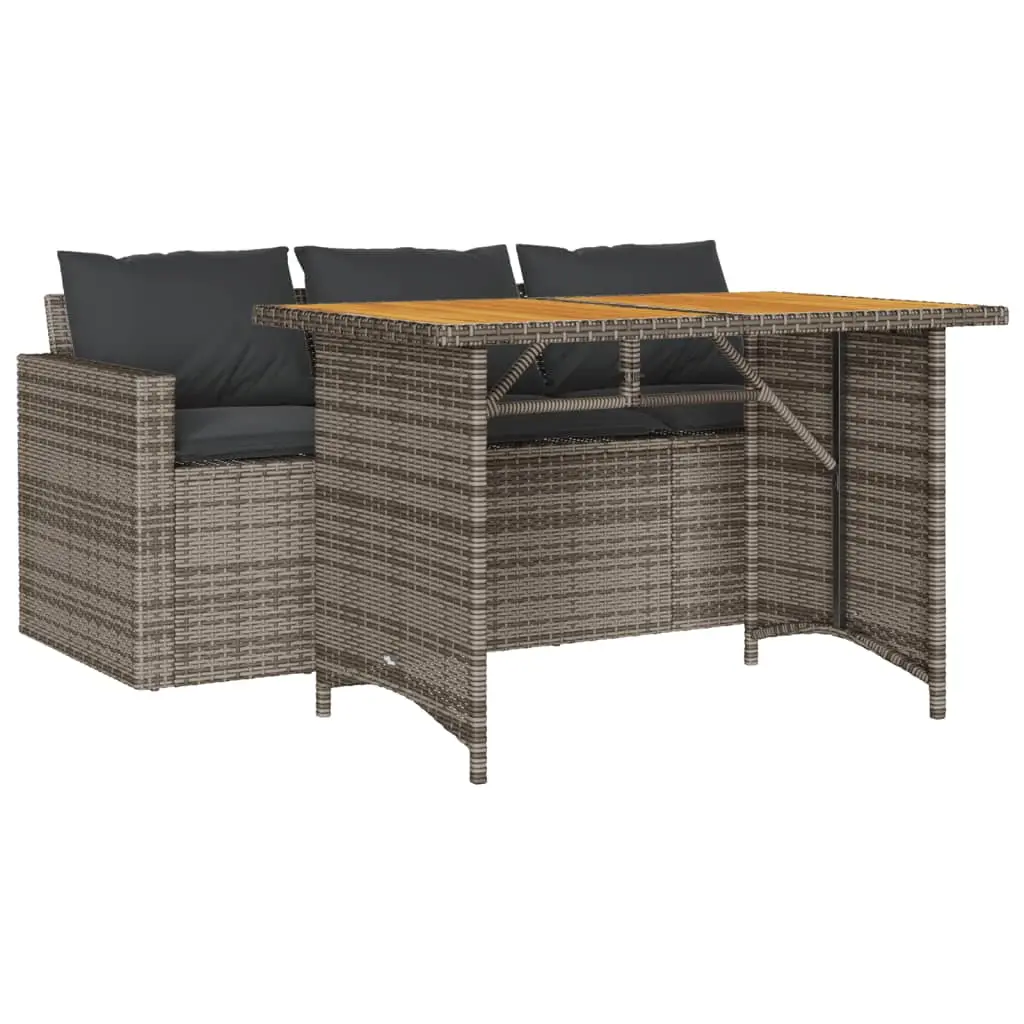 Ensemble de 2 pcs table de jardin et chaises avec coussins – mobilier de jardin gris rotin-JU2704