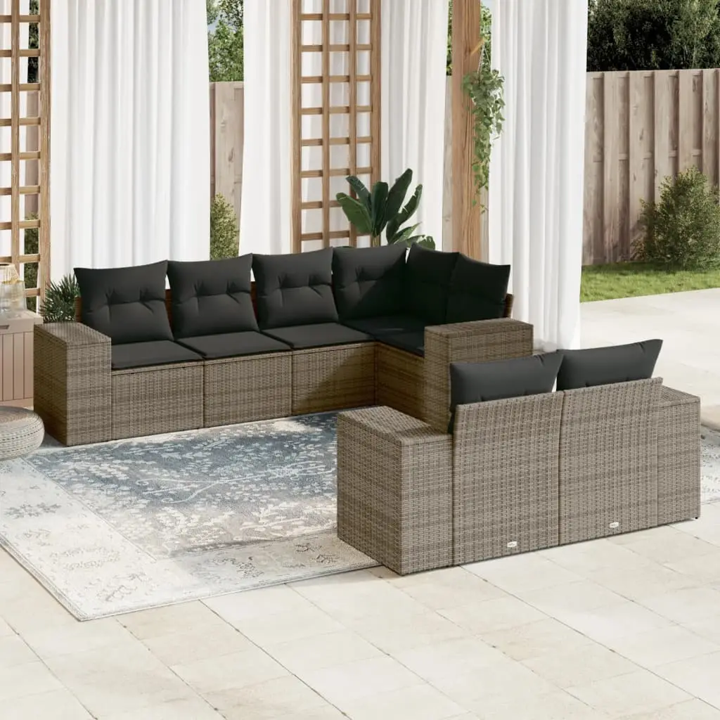 Ensemble Canapés 7 places Résine Tressée Modulable pour Jardin Patio Gris – ComfortXL Outdoor Living