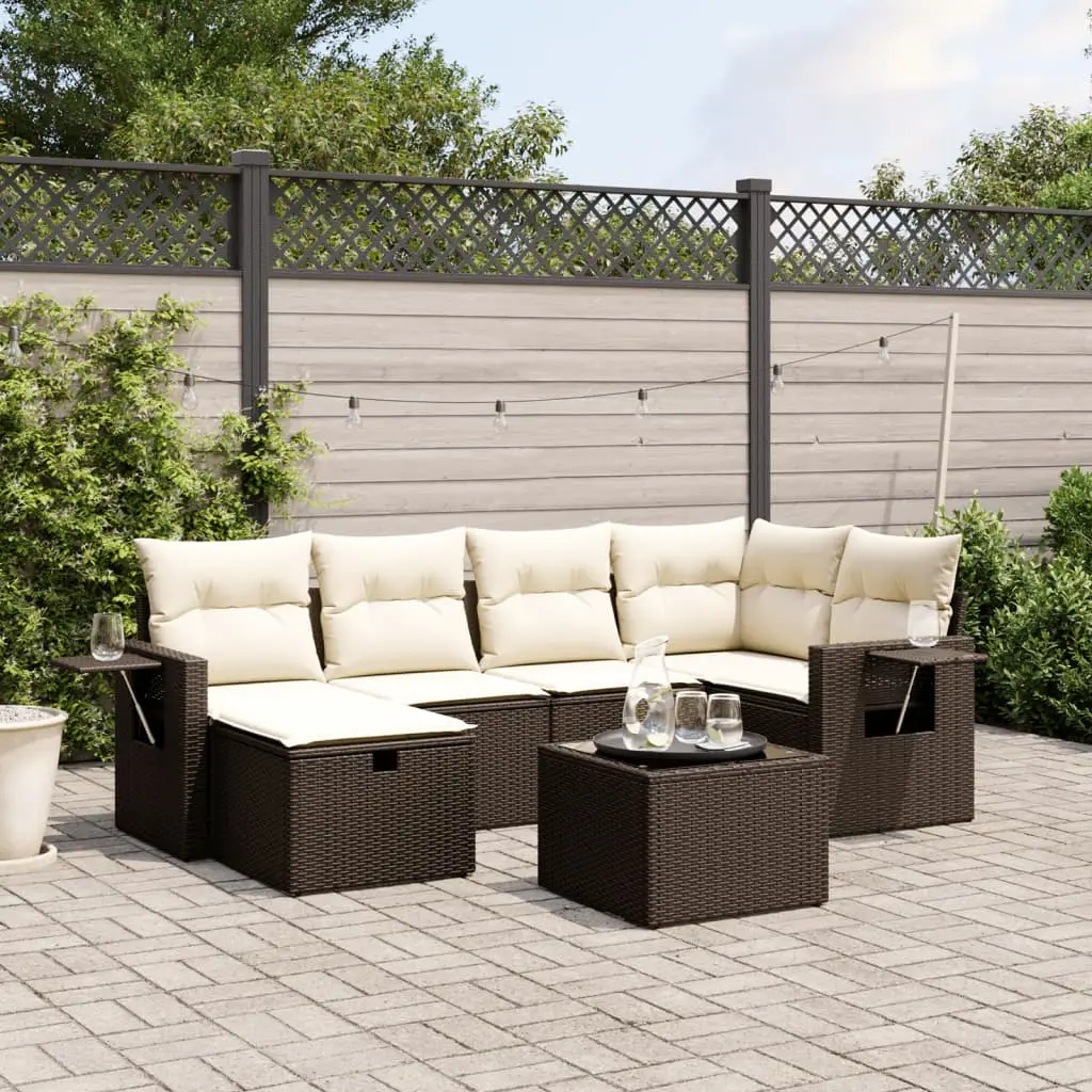 Ensemble de jardin 6 pièces en résine tressée pour terrasse et patio Marron – ComfortXL Outdoor Living