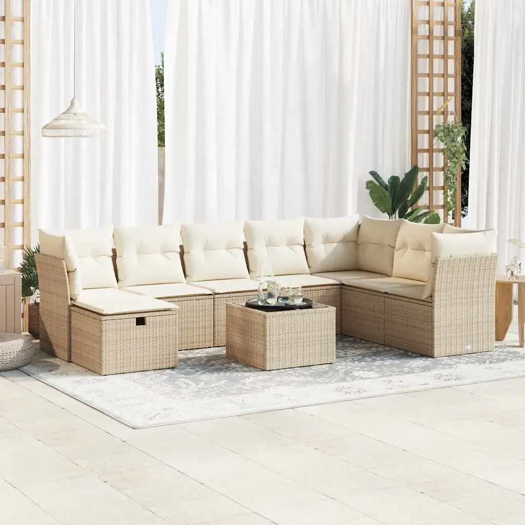 Ensemble de Jardin 9 pcs Beige Résine Tressée Modulable avec Coffres de Rangement – ComfortXL Outdoor Living