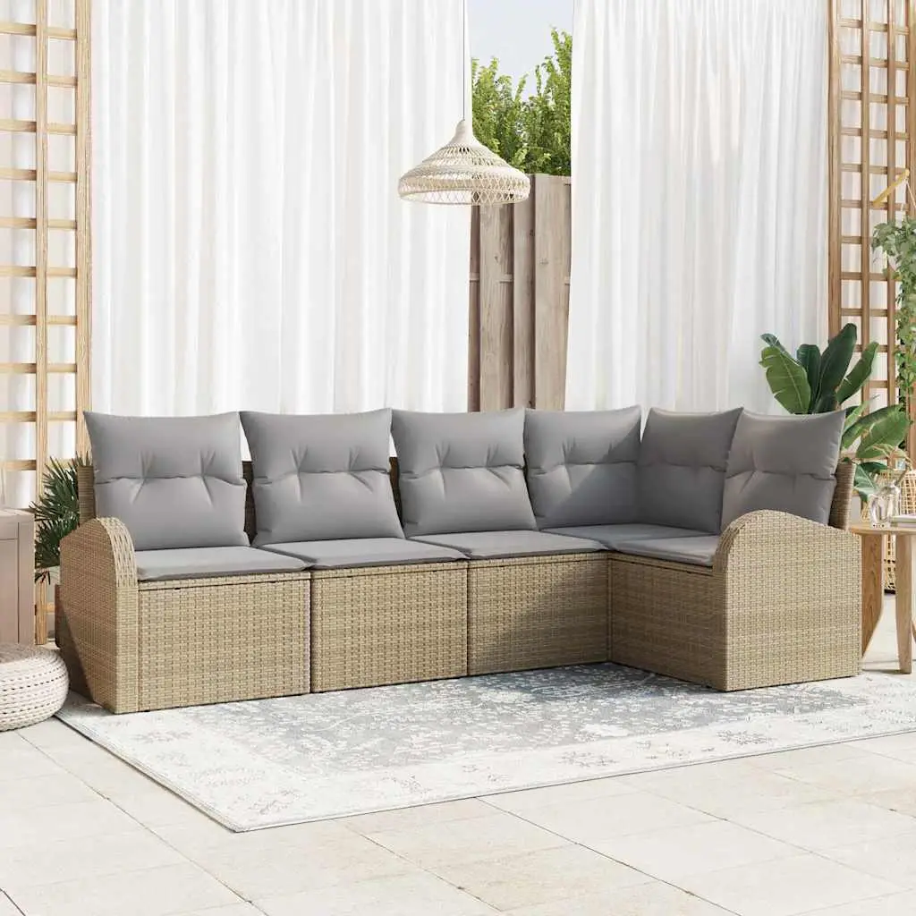 Ensemble de Canapés avec coussin 5 pcs Beige Polyester vidaXL 3346040