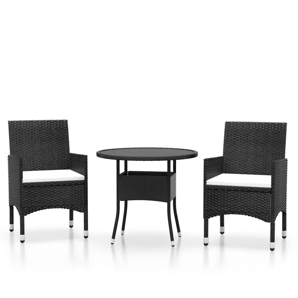 Ensemble de 3 pcs table de jardin avec chaises – mobilier de jardin Résine tressée Noir-JU2542