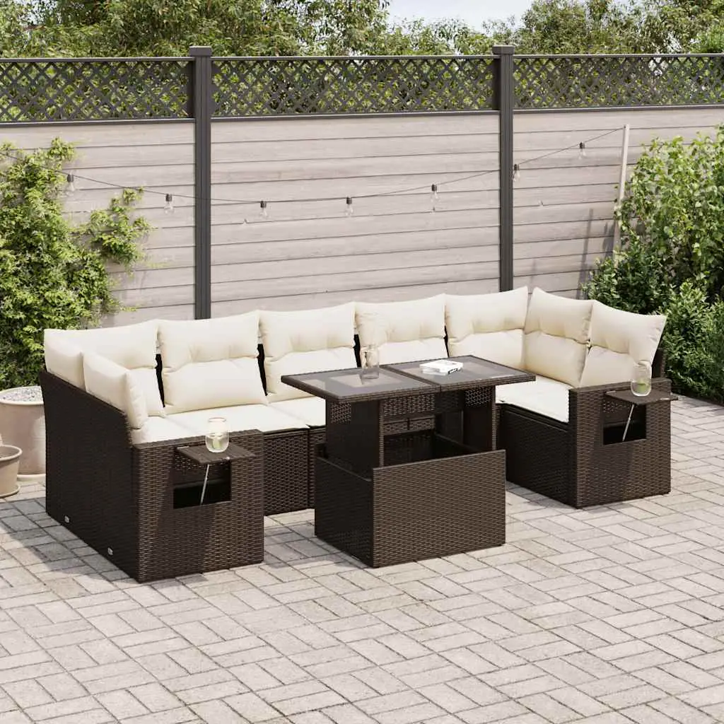 Ensemble de Jardin 8 Places Résine Tressée Marron avec Rangement et Coussins Déhoussables – ComfortXL Outdoor Living