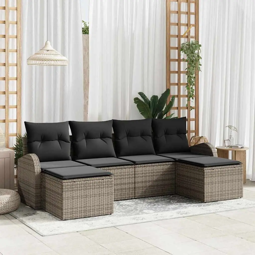 Ensemble de Canapés avec coussin 6 pcs Gris polyrotin vidaXL 3354818