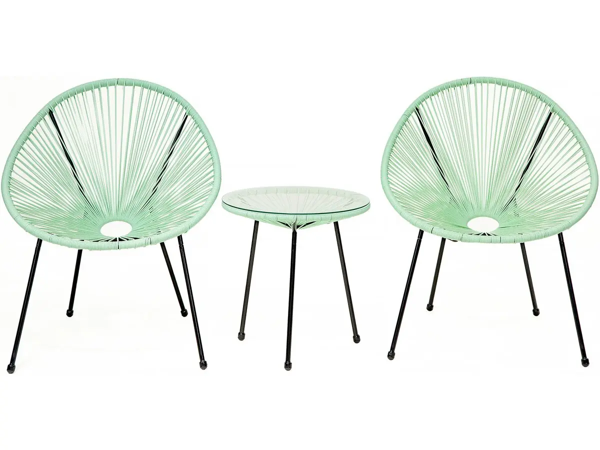 Ensemble De Jardin Acapulco «liana» – 2 Places – Vert Clair -habitat Et Jardin