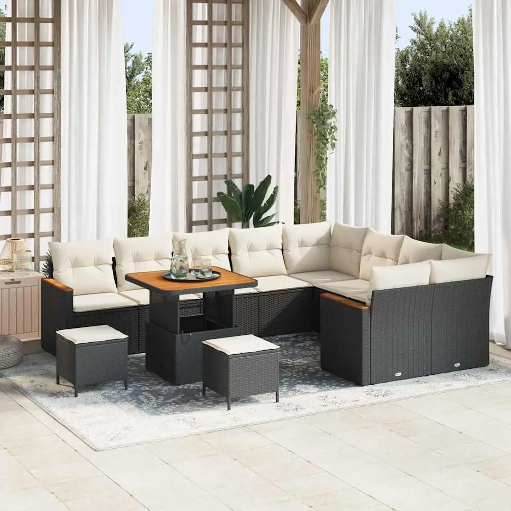 Ensemble d’extérieur 11 places en polyrotin modulable confort Noir – ComfortXL Outdoor Living