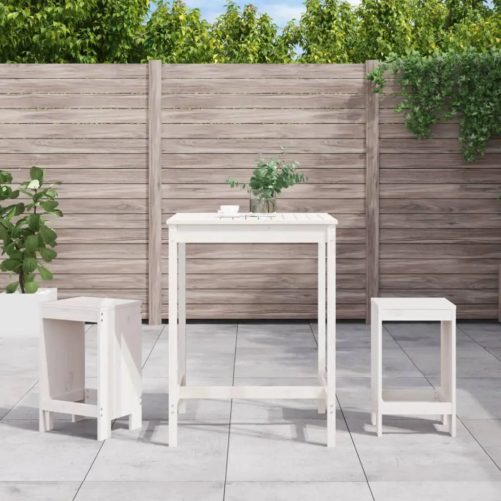 Ensemble de bar de jardin 3 pcs blanc bois de pin massif vidaXL 3157734