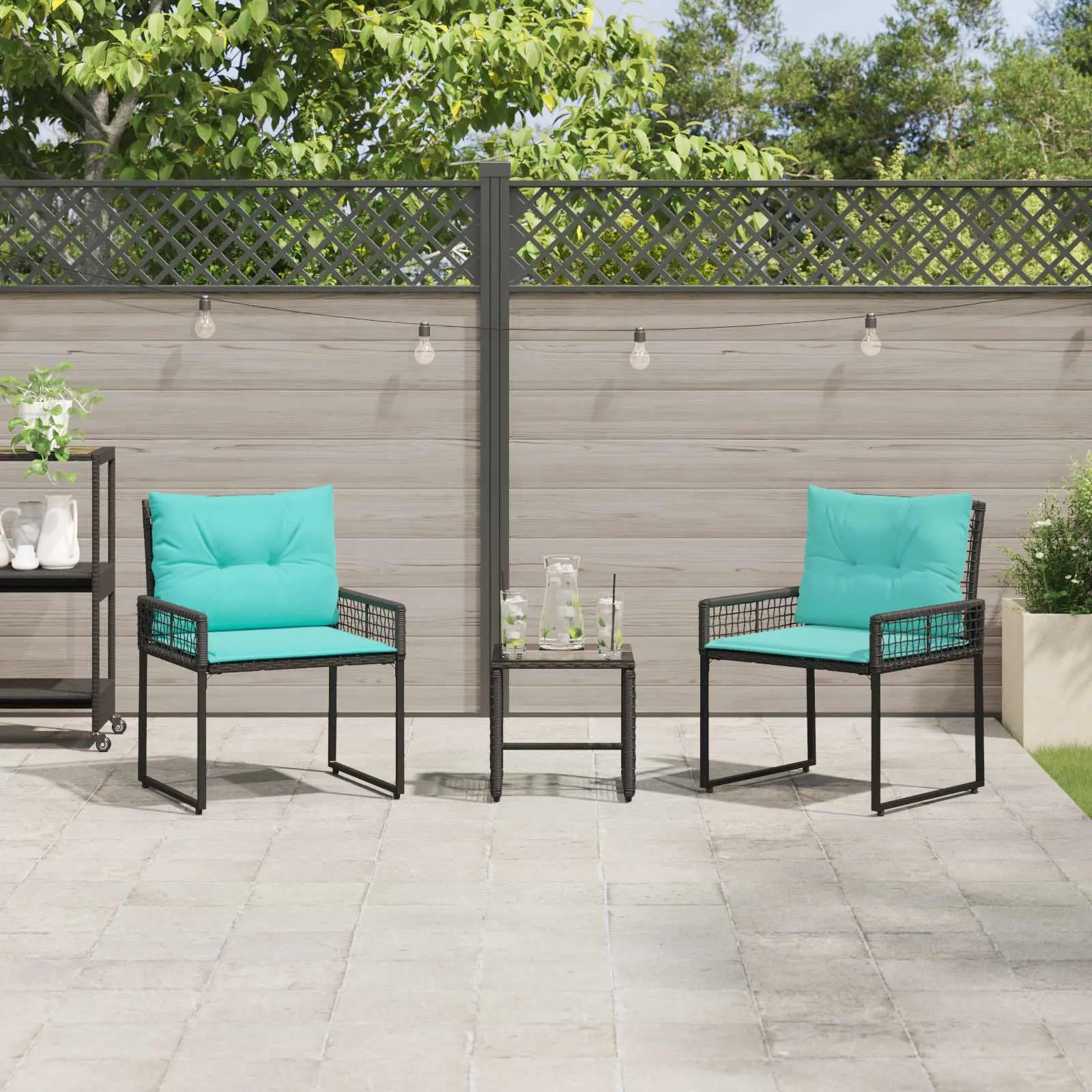 Ensemble de meubles d’extérieur 3 pcs Noir et turquoise vidaXL 42025177