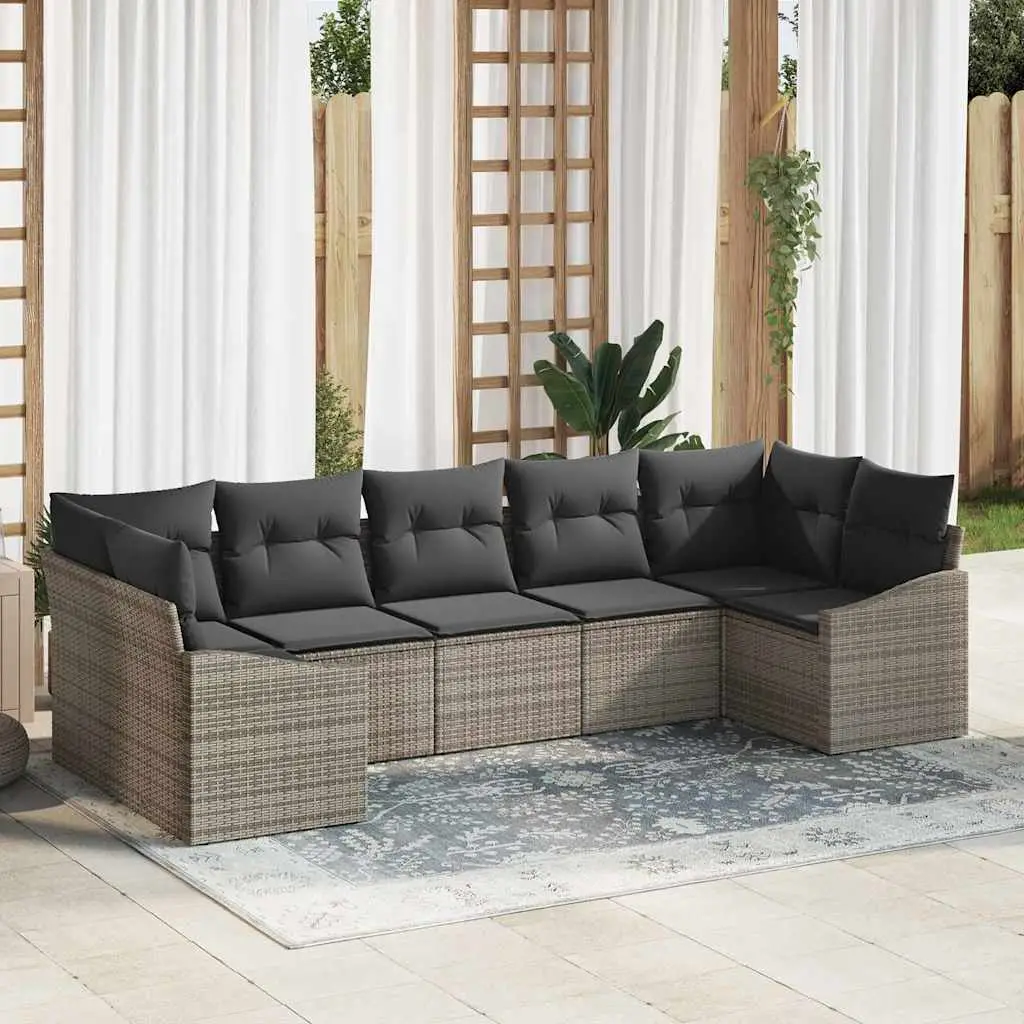 Ensemble de Canapés avec coussin 7 pcs Gris polyrotin vidaXL 3346869